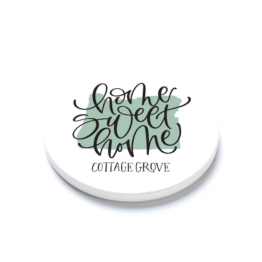 Ceramic Round Coaster-Home Sweet Home Cottage Grove Oregon -1