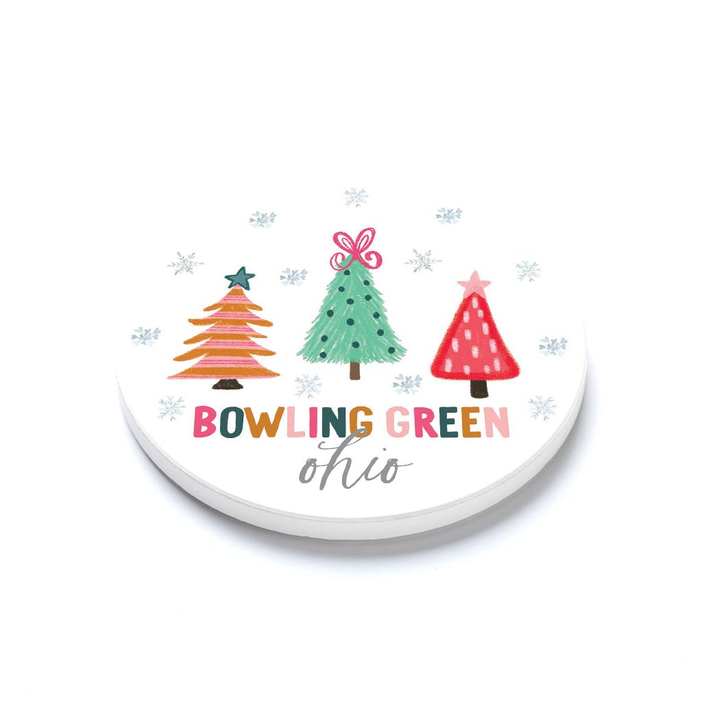 Ceramic Round Coaster-Whimsy Wonderland Bright Bowling Green Ohio -1