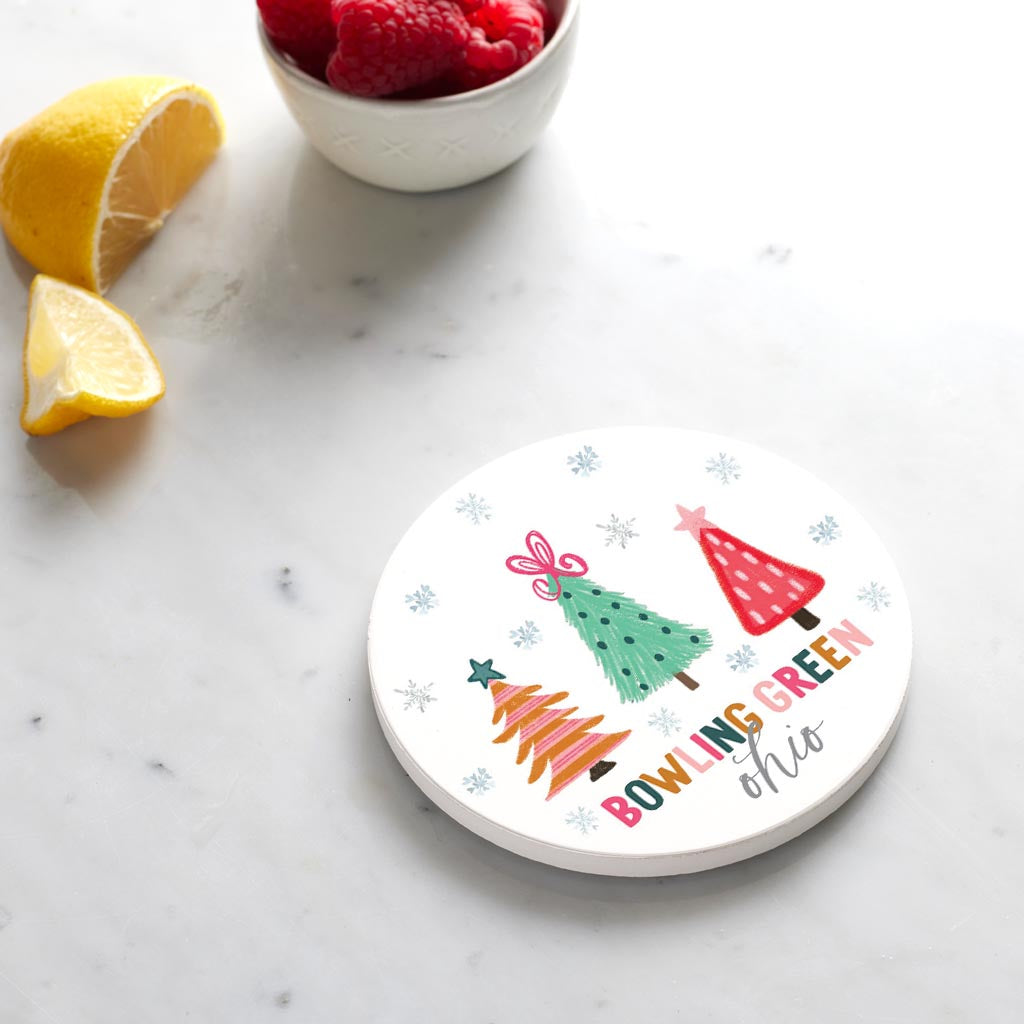 Ceramic Round Coaster-Whimsy Wonderland Bright Bowling Green Ohio -3