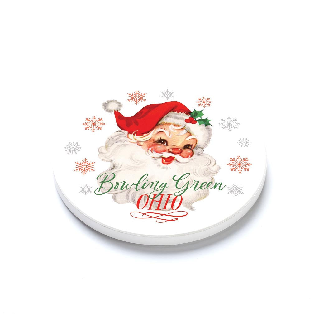 Ceramic Round Coaster-Classic Santa Bowling Green Ohio -1
