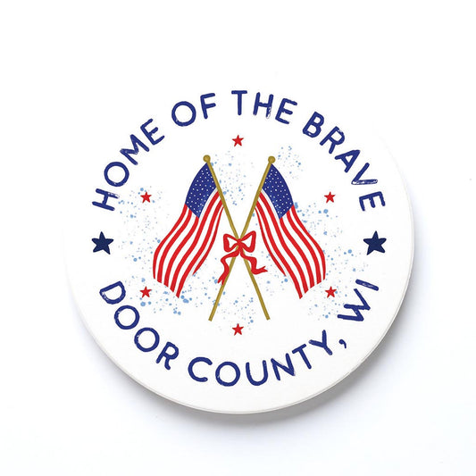 Ceramic Round Coaster-American Summer Door County Wisconsin -0