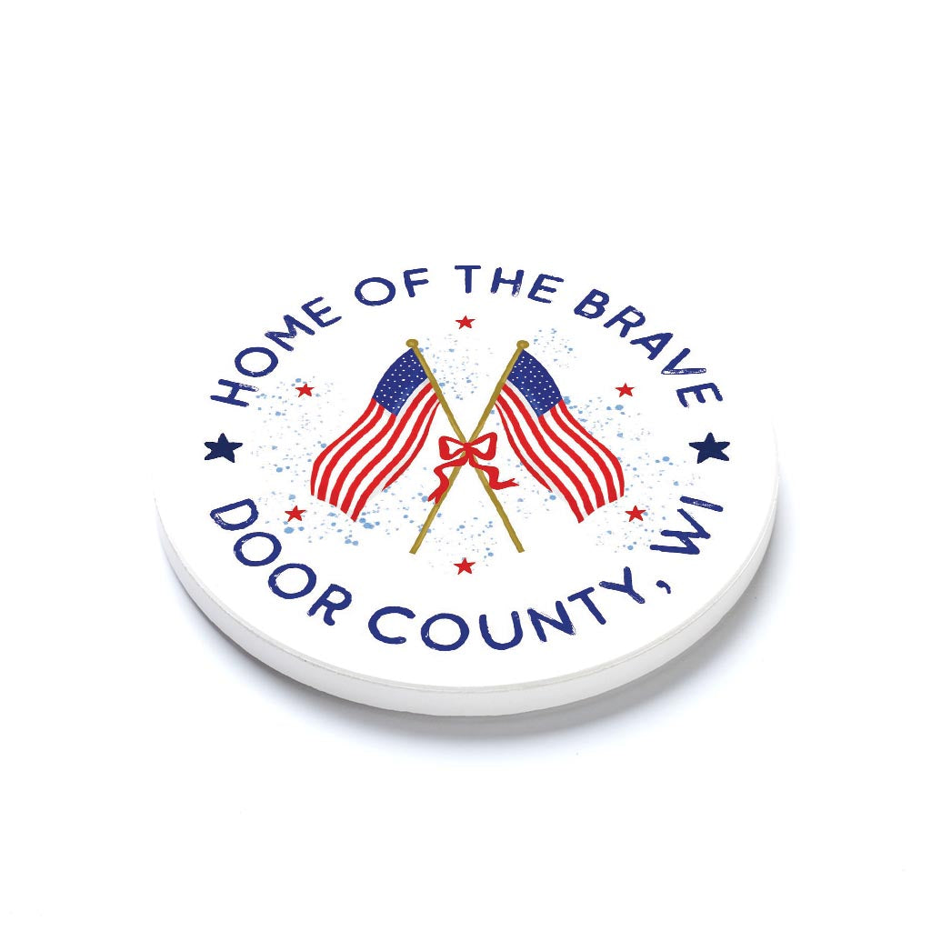 Ceramic Round Coaster-American Summer Door County Wisconsin -1