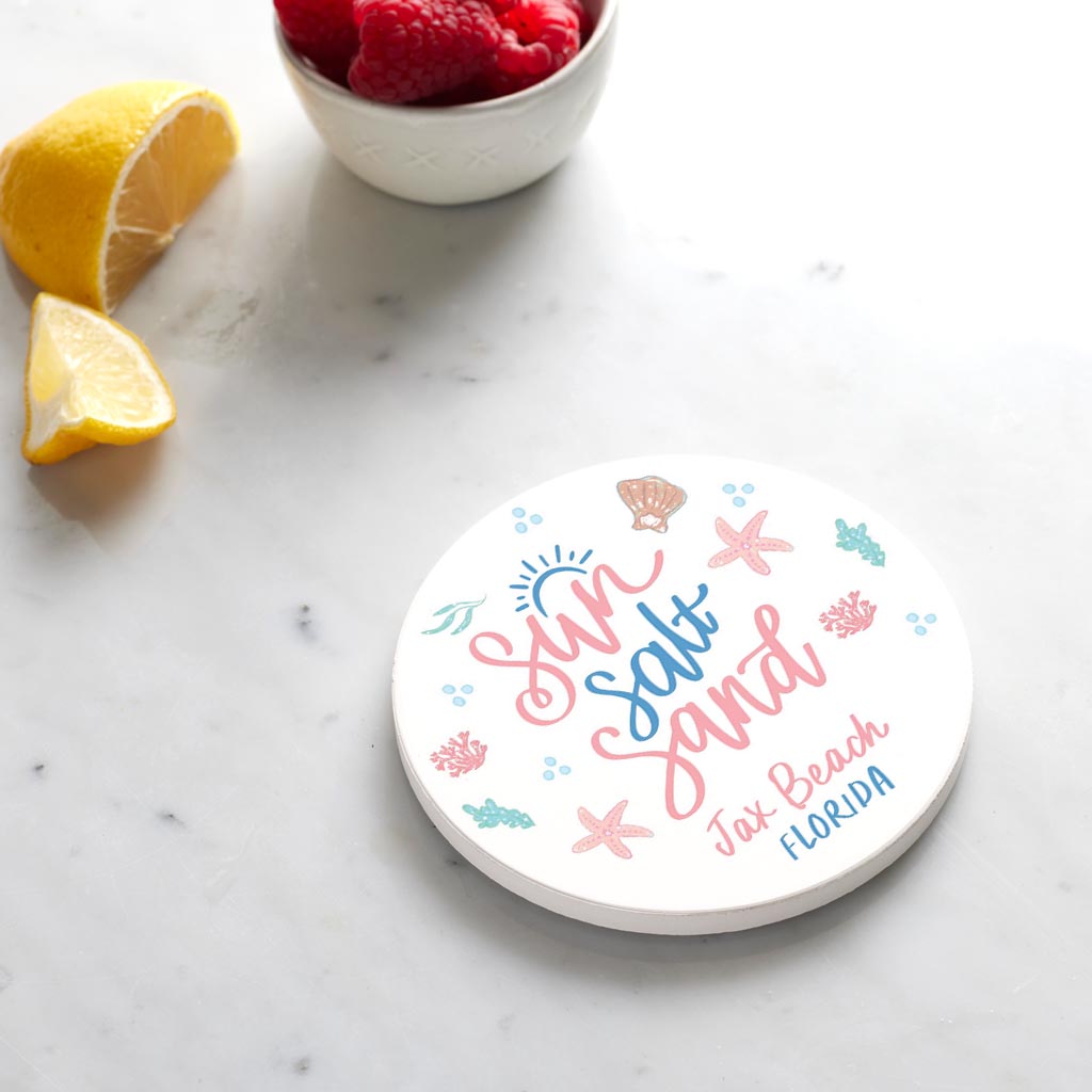 Ceramic Round Coaster-Sun Salt Sand Jax Beach Florida -3