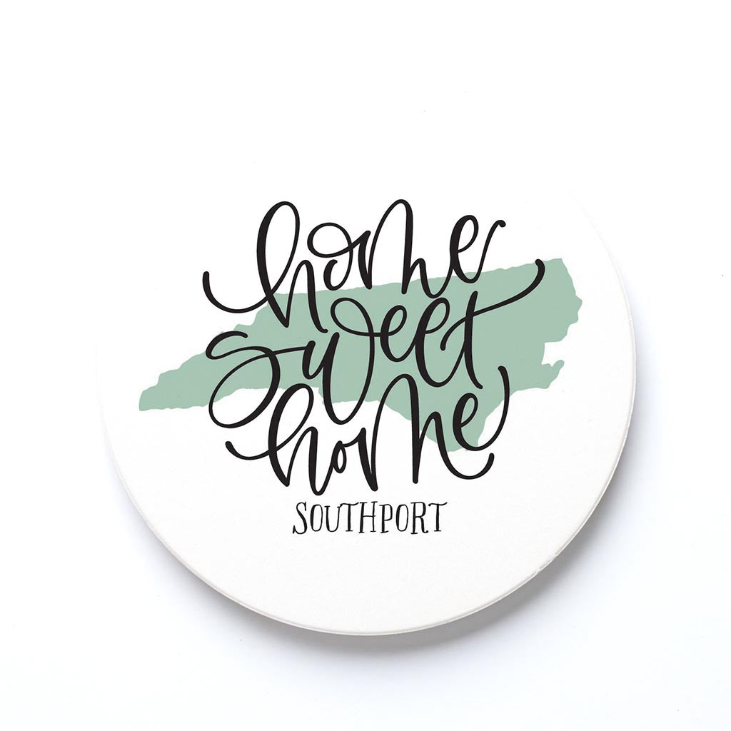 Ceramic Round Coaster-Home Sweet Home Southport North Carolina -0