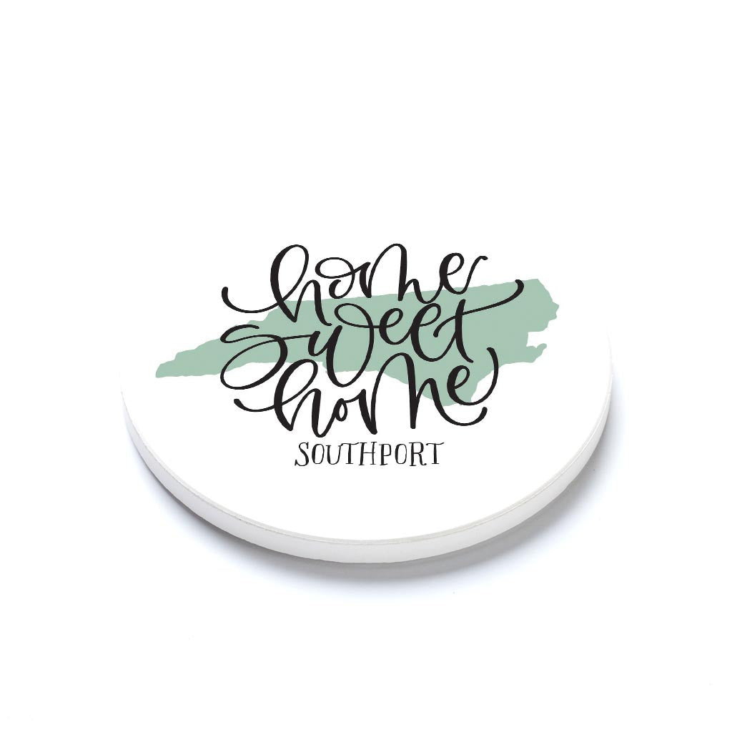 Ceramic Round Coaster-Home Sweet Home Southport North Carolina -1
