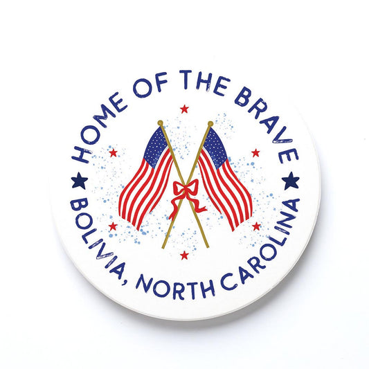 Ceramic Round Coaster-Home of the Brave Bolivia North Carolina -0