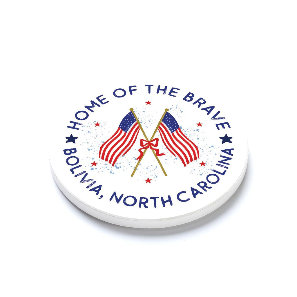Ceramic Round Coaster-Home of the Brave Bolivia North Carolina -1