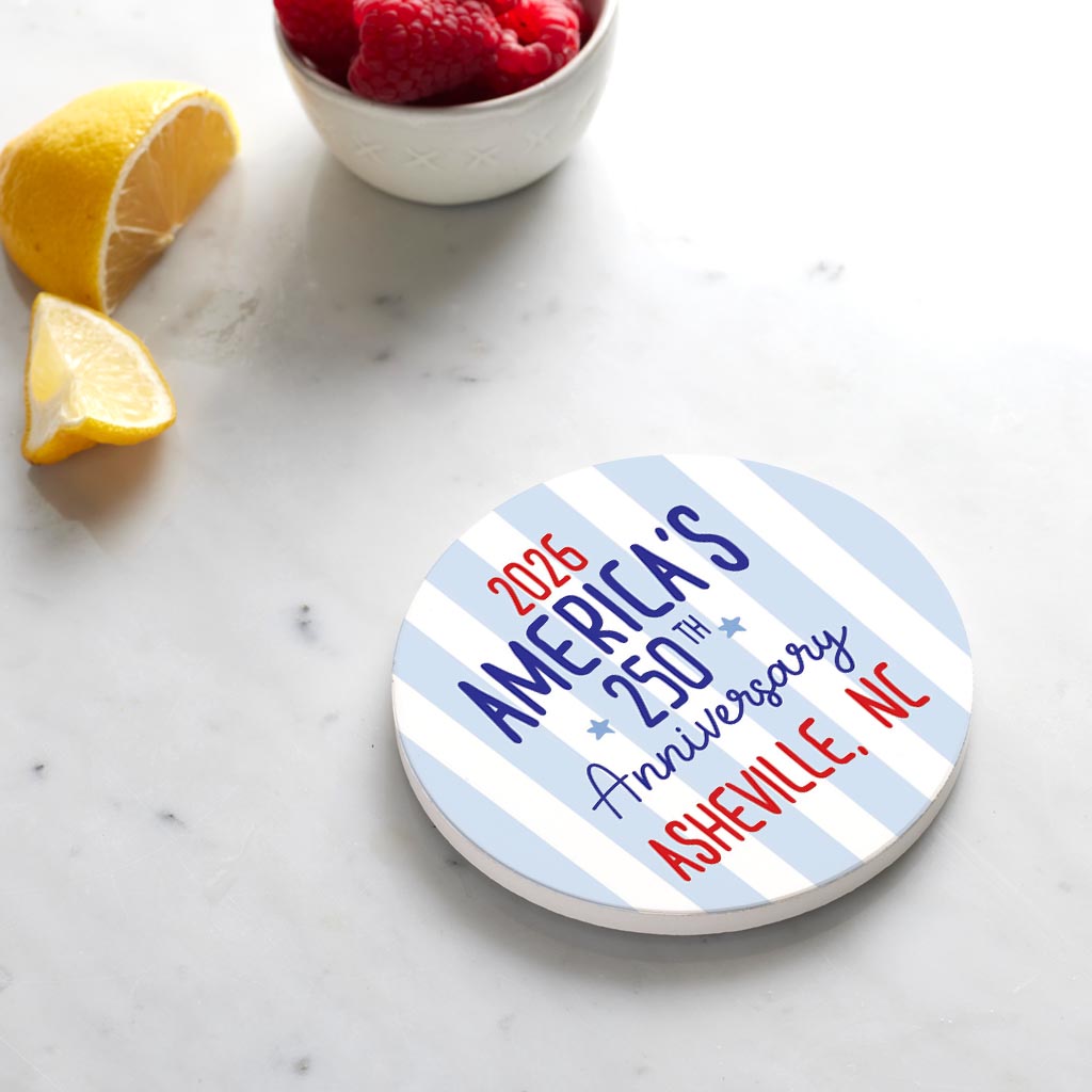 Ceramic Round Coaster-Love+Local 4th of July 250th Anniversary -3