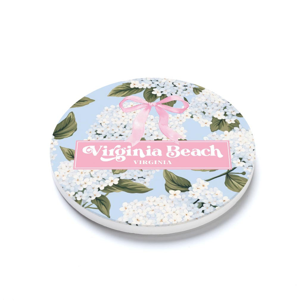 Ceramic Round Coaster-Love+Local Hydrangea Cottage -1