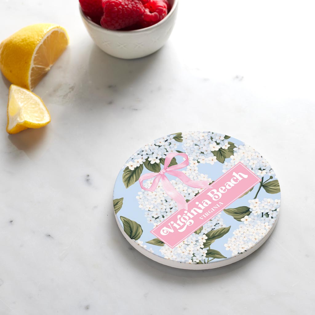 Ceramic Round Coaster-Love+Local Hydrangea Cottage -3