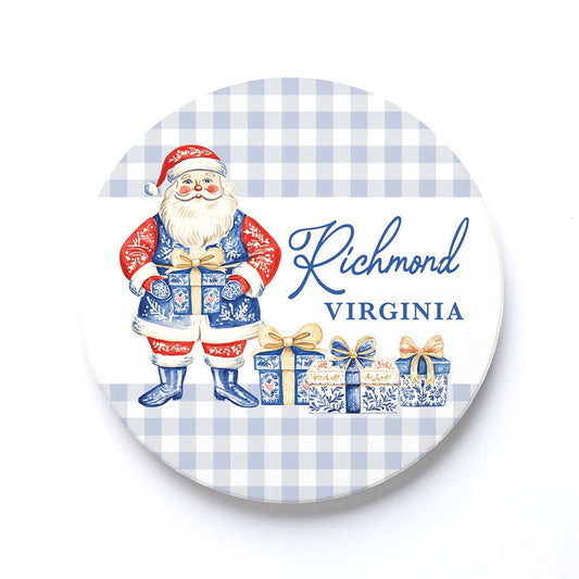 Ceramic Round Coaster-Love+Local Blue Noel - A Grand Millennial Christmas -0