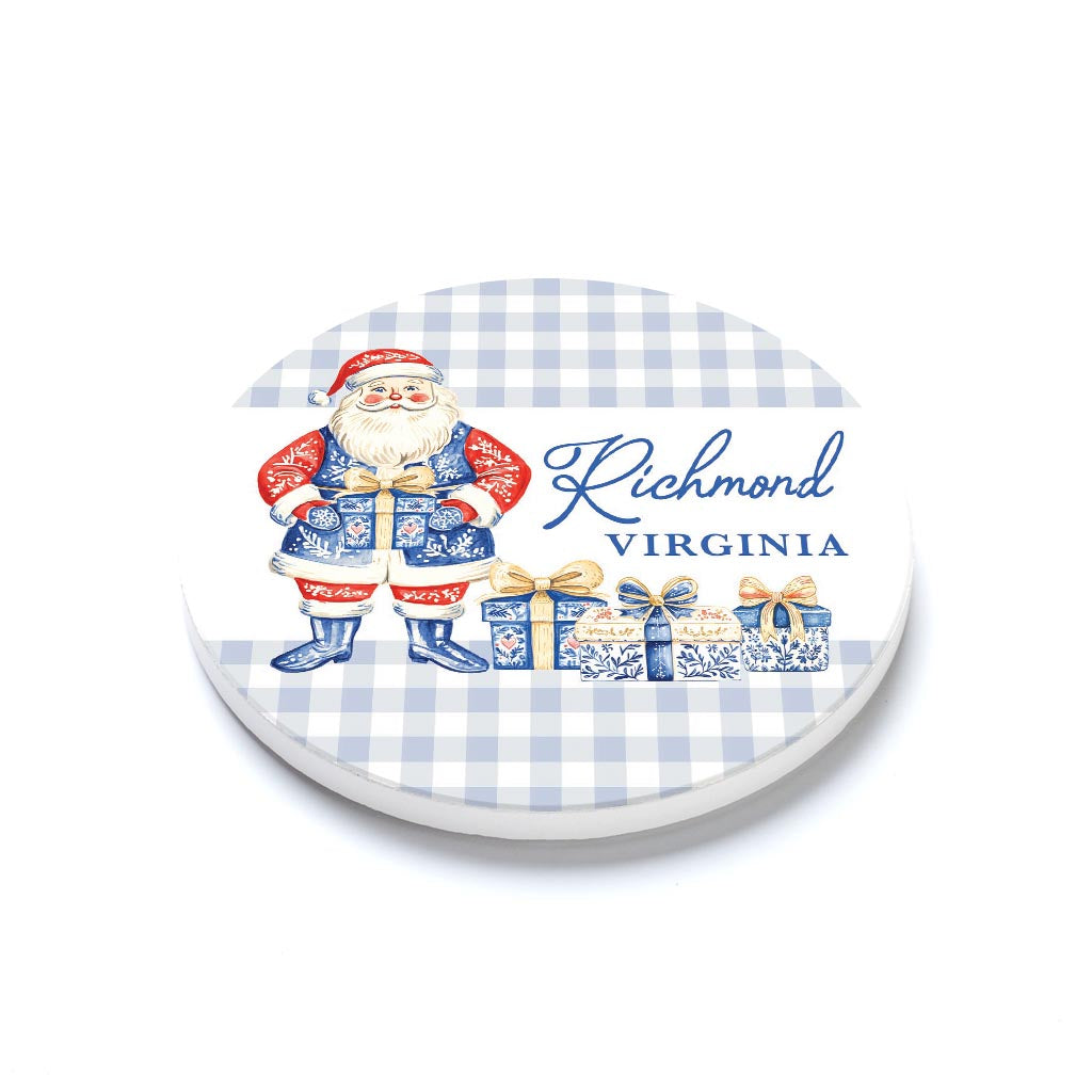 Ceramic Round Coaster-Love+Local Blue Noel - A Grand Millennial Christmas