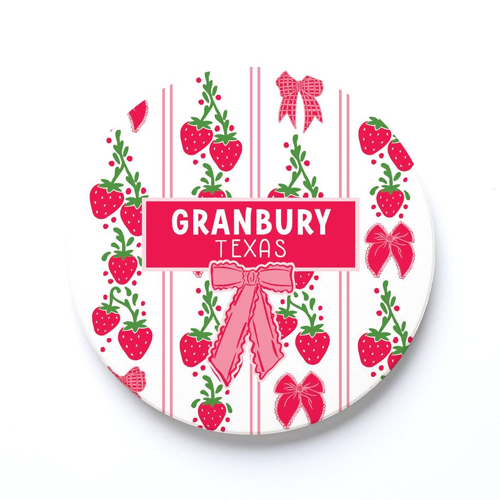 Ceramic Round Coaster-Strawberry Parlor Granbury Texas -0