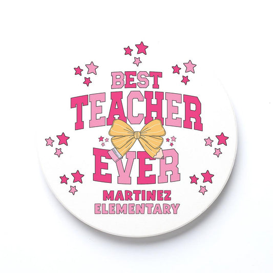 Ceramic Round Coaster-Classroom Coquette Martinez Elementary -0