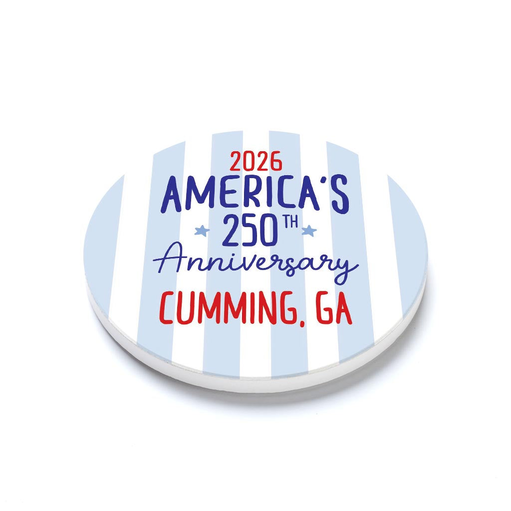 Ceramic Round Coaster-4th of July Cumming Georgia -1