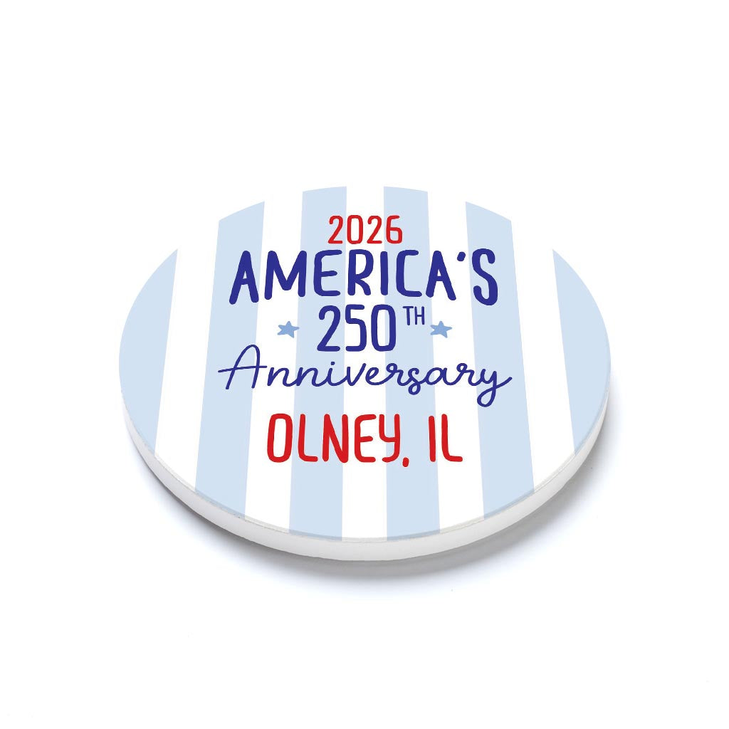 Ceramic Round Coaster-4th of July Olney Illinois -1