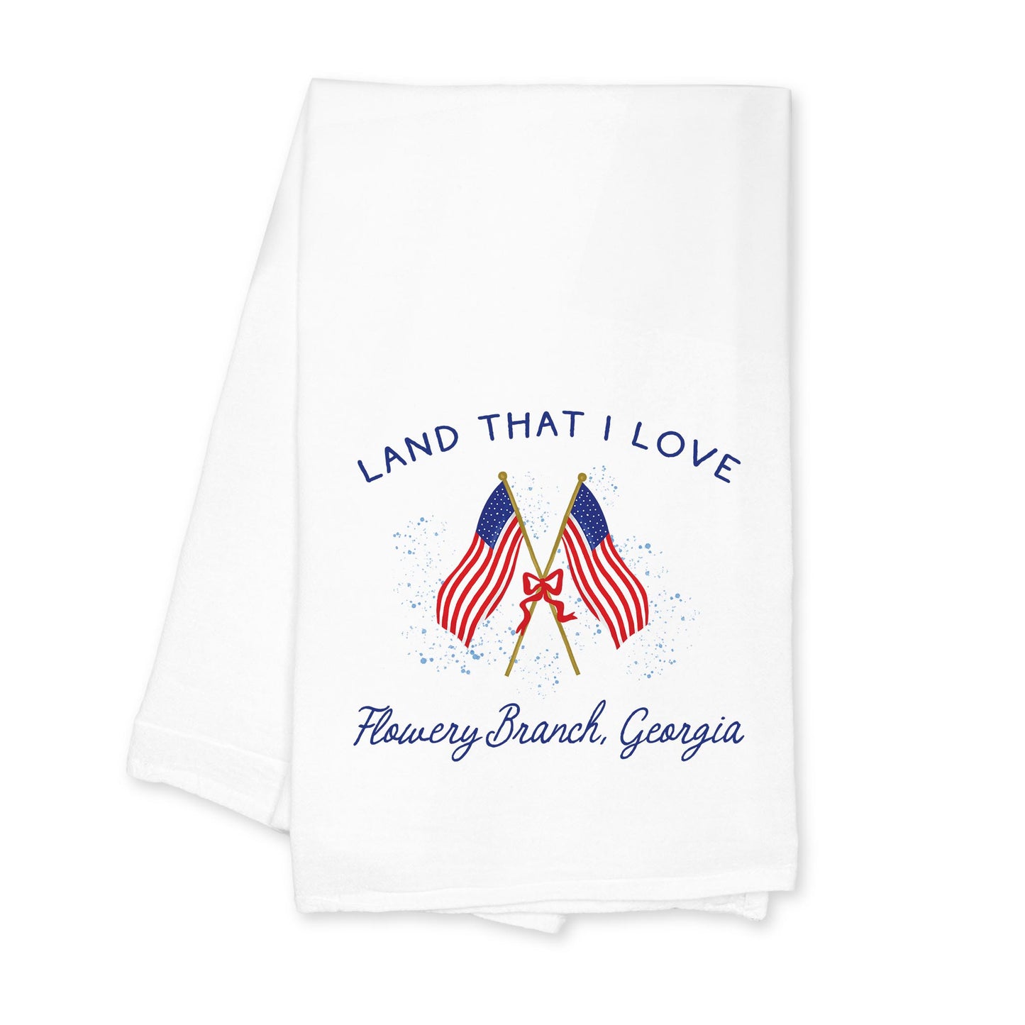 Cotton Tea Towel White-American Summer Flowery Branch Georgia -0