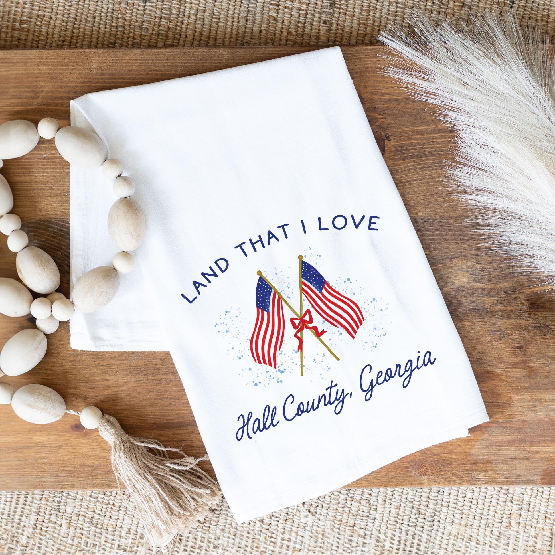 Cotton Tea Towel White-American Summer Hall County Georgia -1