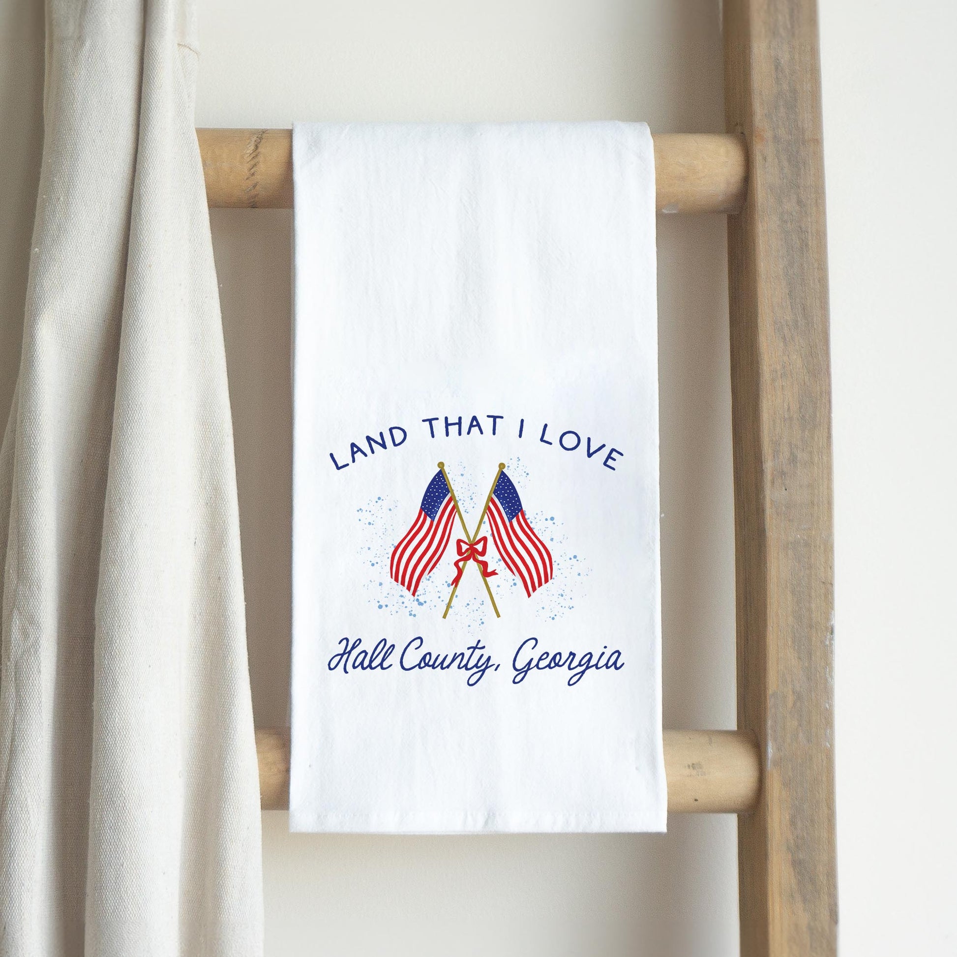 Cotton Tea Towel White-American Summer Hall County Georgia -2