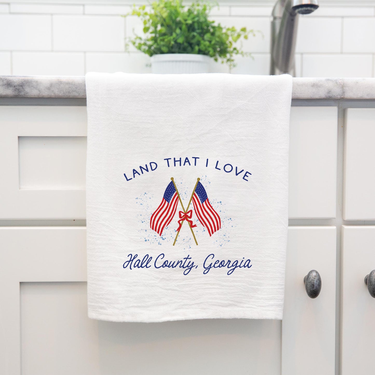 Cotton Tea Towel White-American Summer Hall County Georgia -3