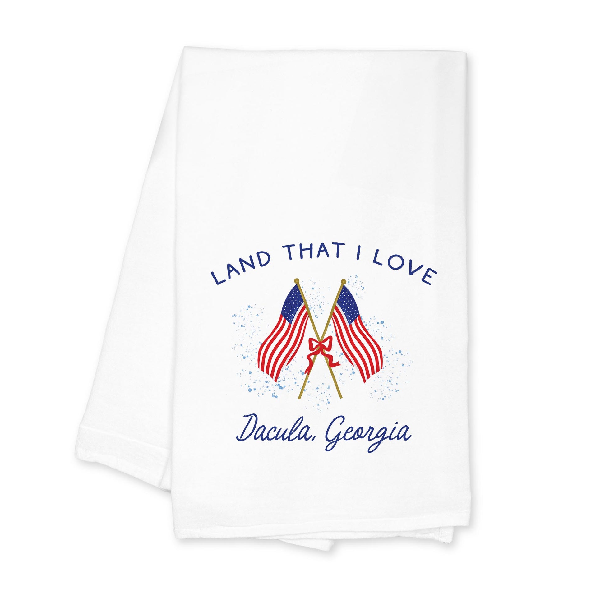 Cotton Tea Towel White-American Summer Dacula Georgia -0