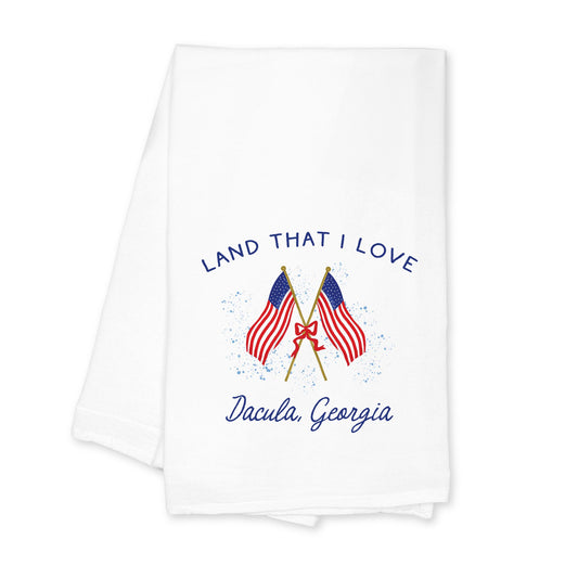 Cotton Tea Towel White-American Summer Dacula Georgia -0