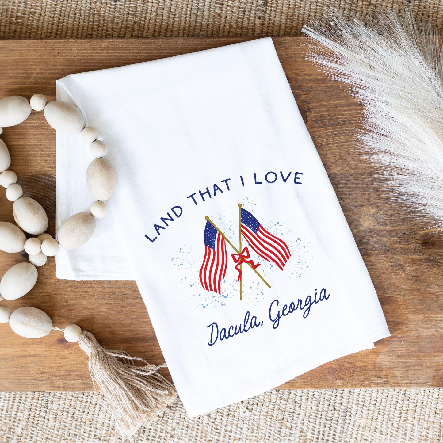 Cotton Tea Towel White-American Summer Dacula Georgia -1