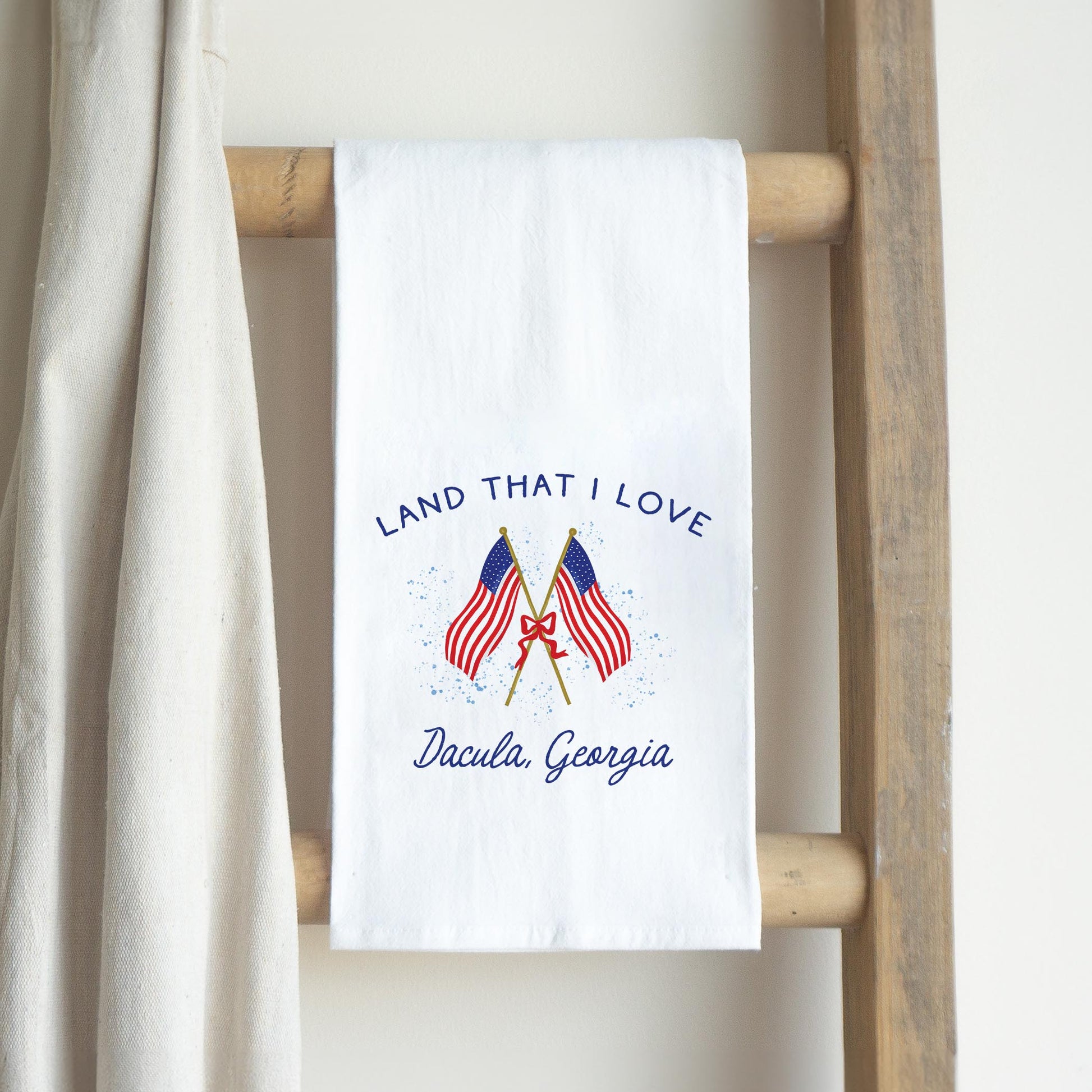 Cotton Tea Towel White-American Summer Dacula Georgia -2