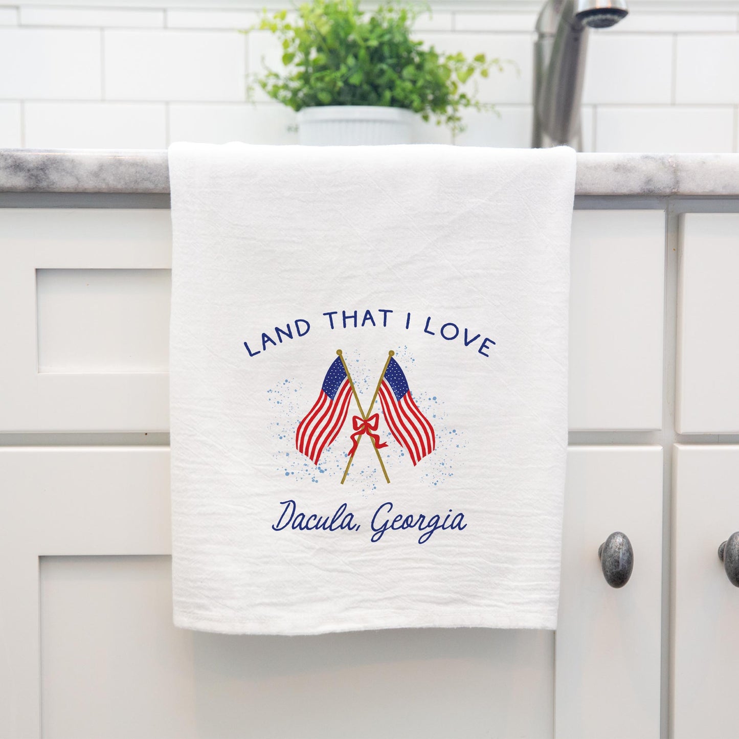 Cotton Tea Towel White-American Summer Dacula Georgia -3