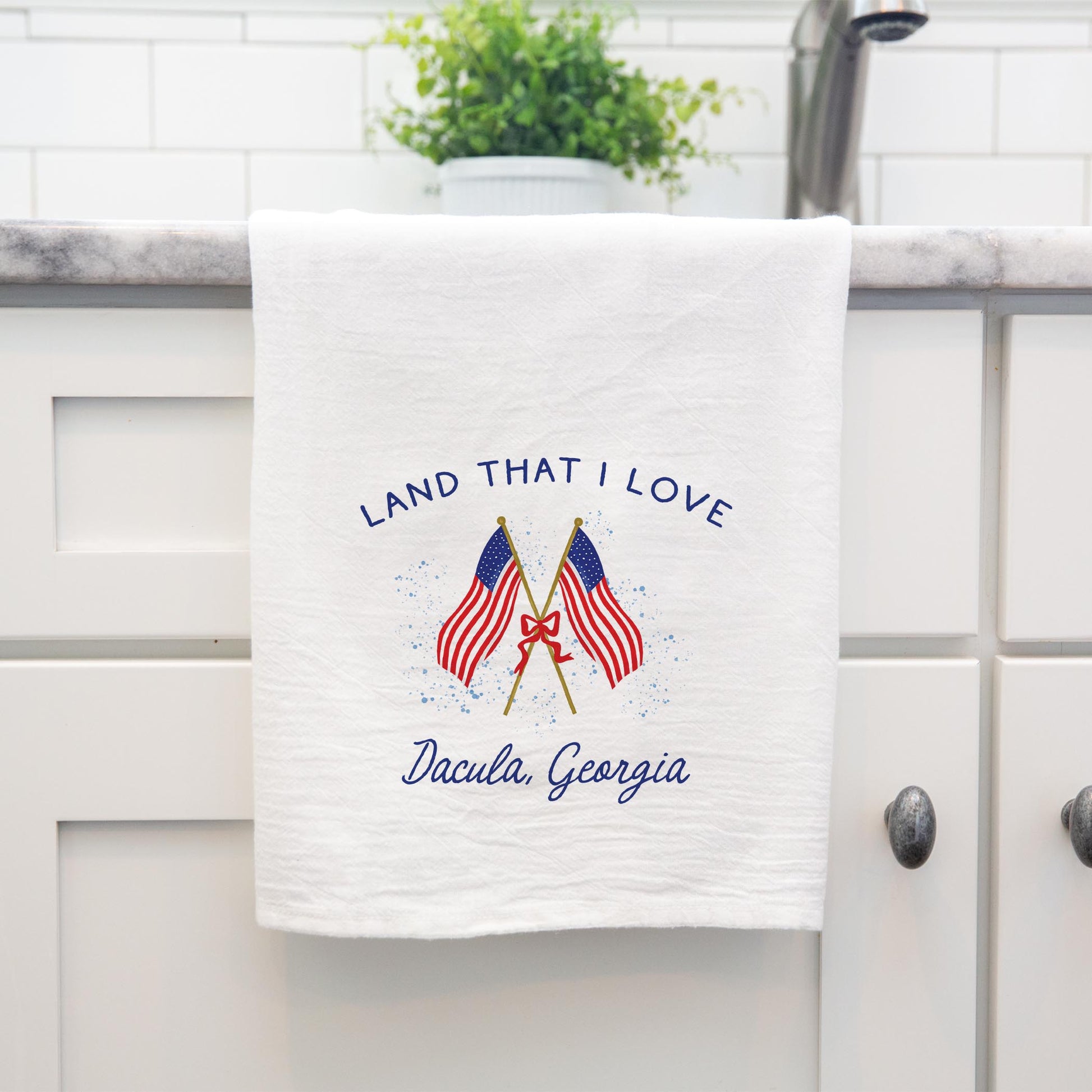 Cotton Tea Towel White-American Summer Dacula Georgia -3