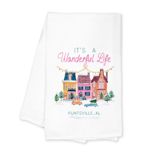 Cotton Tea Towel White-It's A Wonderful Life Huntsville Alabama -0