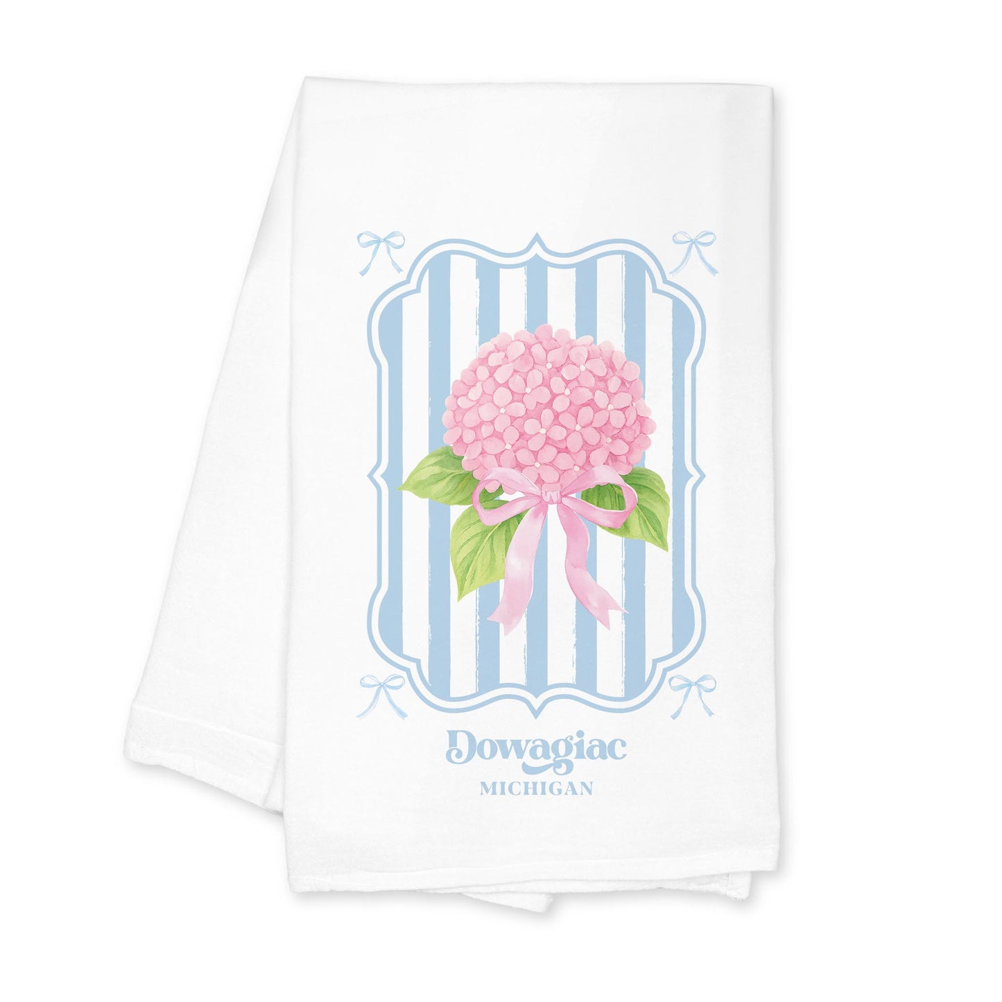 Cotton Tea Towel White-Hydrangea Cottage Dowagiac Michigan -0