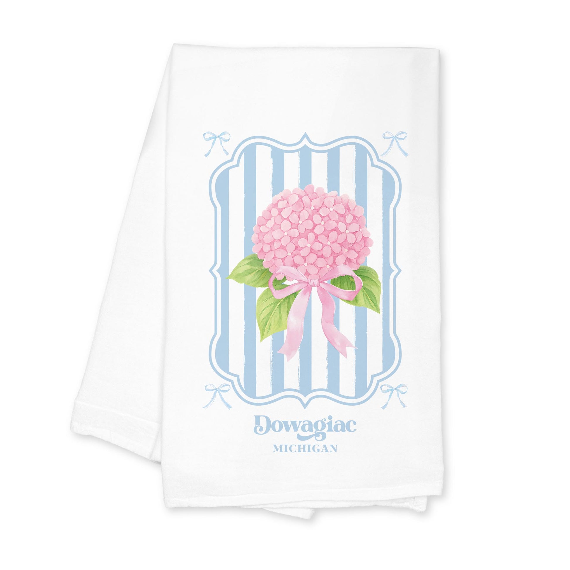 Cotton Tea Towel White-Hydrangea Cottage Dowagiac Michigan -0