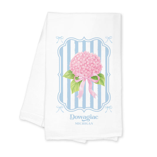 Cotton Tea Towel White-Hydrangea Cottage Dowagiac Michigan -0
