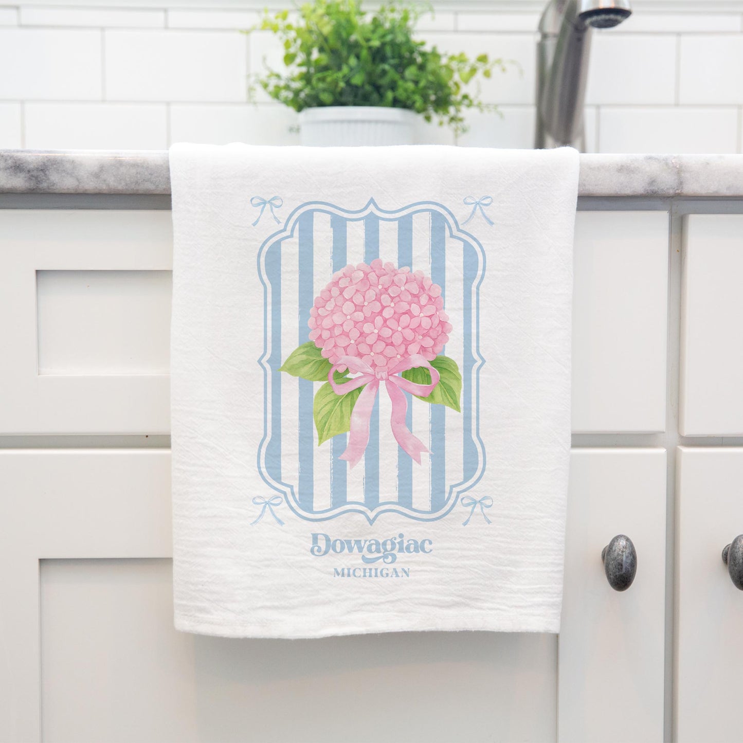 Cotton Tea Towel White-Hydrangea Cottage Dowagiac Michigan -3