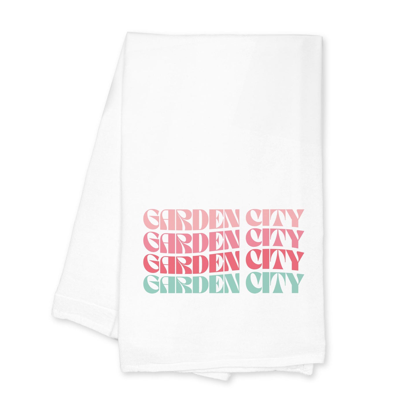 Cotton Tea Towel White-Retro Wave Garden City Kansas -0