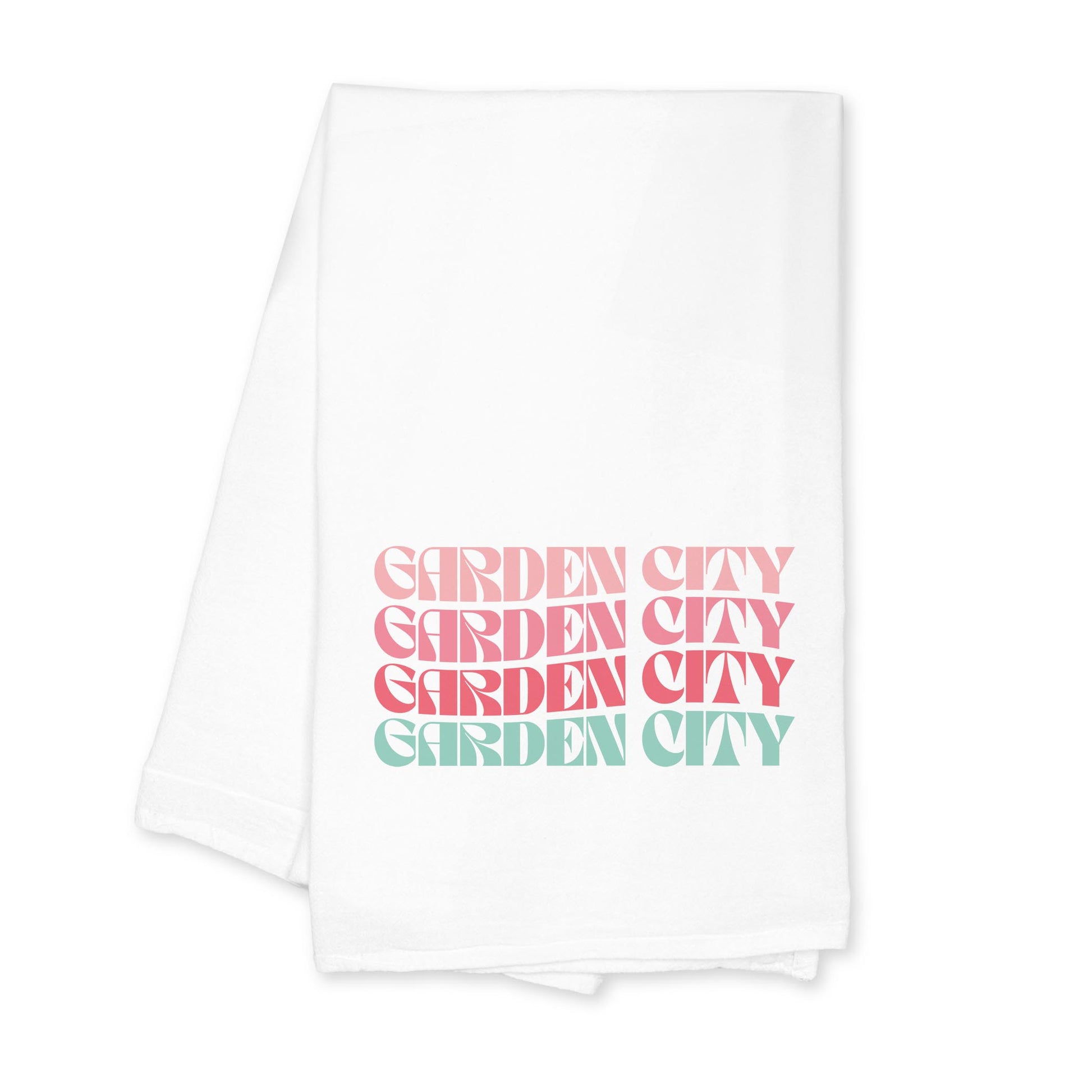 Cotton Tea Towel White-Retro Wave Garden City Kansas -0