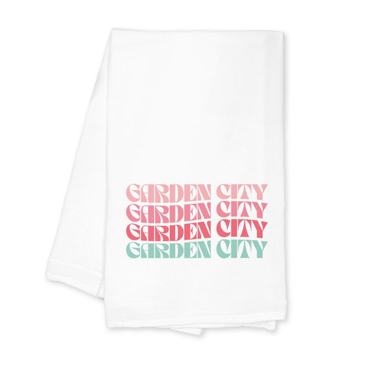 Cotton Tea Towel White-Retro Wave Garden City Kansas -0