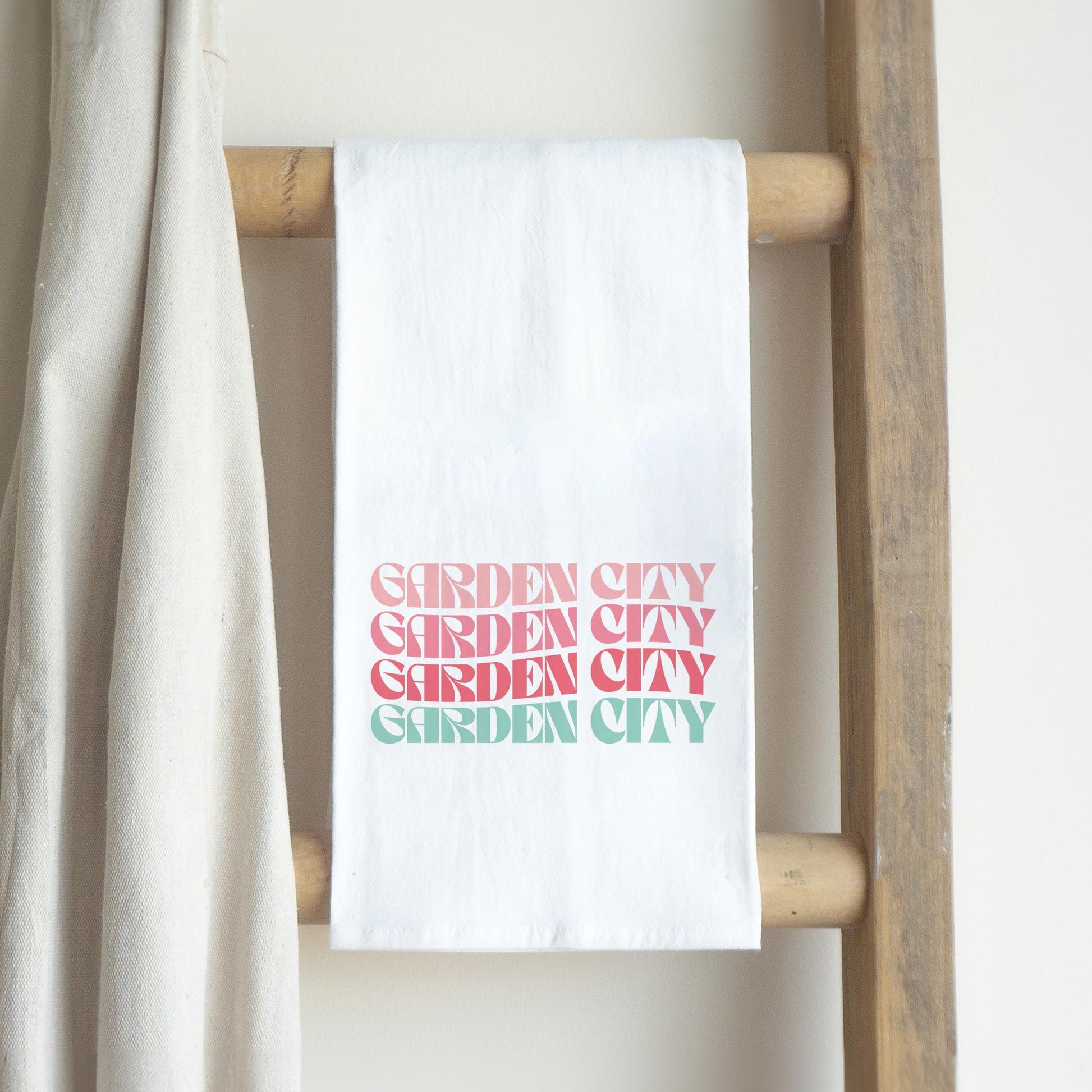 Cotton Tea Towel White-Retro Wave Garden City Kansas -2