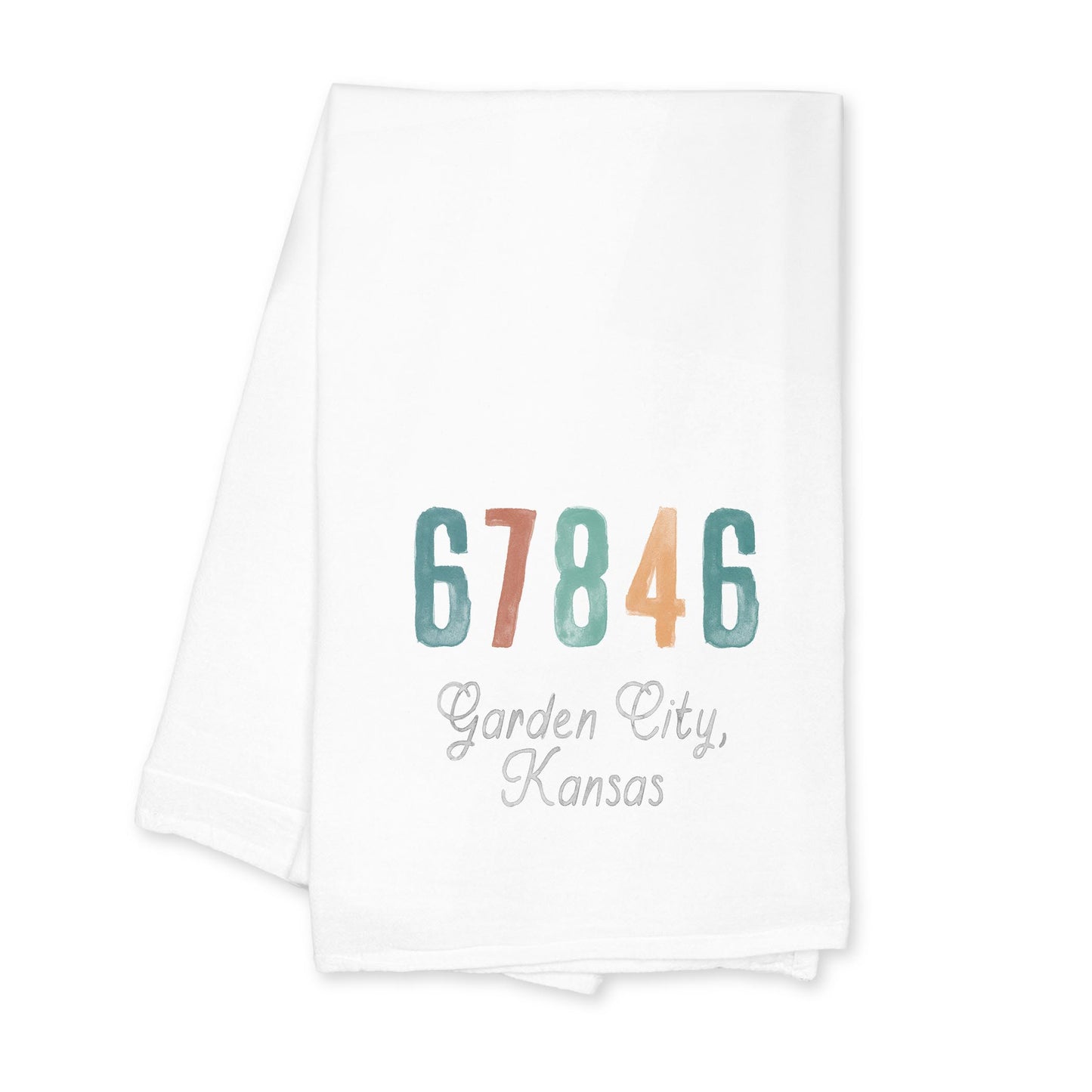 Cotton Tea Towel White-Watercolor City Garden City Kansas 67846 (Nature Walk) -0