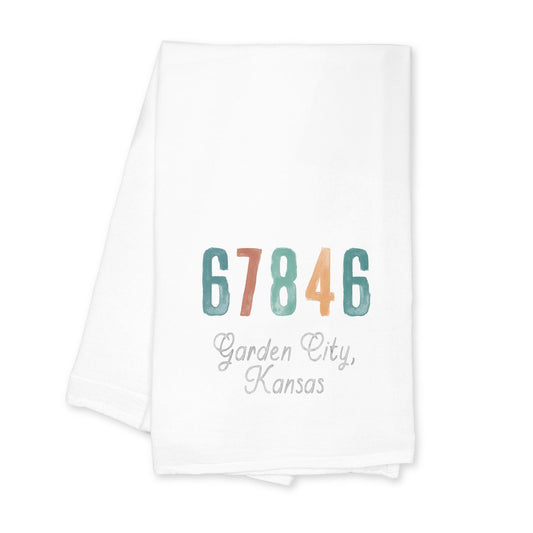 Cotton Tea Towel White-Watercolor City Garden City Kansas 67846 (Nature Walk) -0