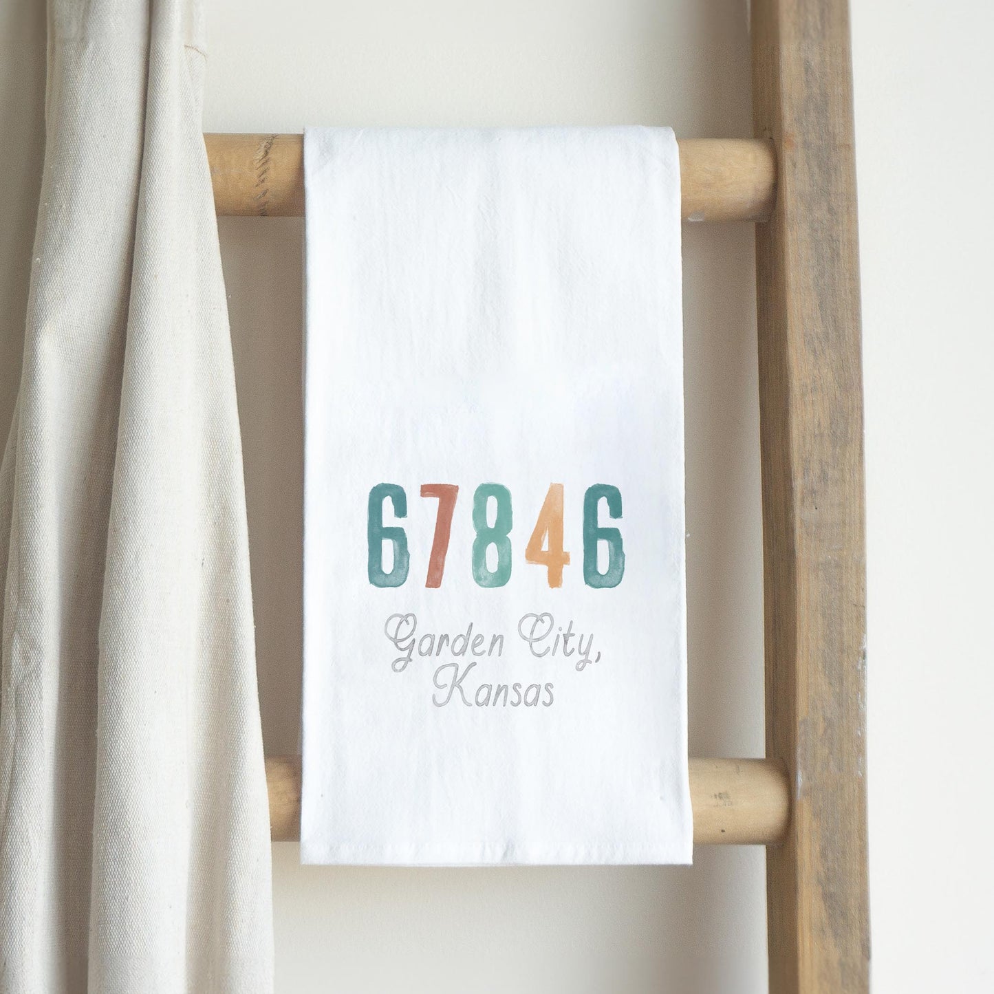 Cotton Tea Towel White-Watercolor City Garden City Kansas 67846 (Nature Walk) -2