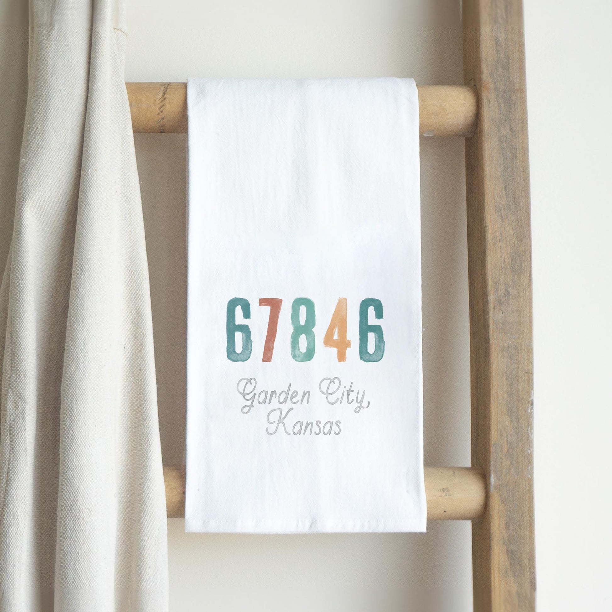 Cotton Tea Towel White-Watercolor City Garden City Kansas 67846 (Nature Walk) -2