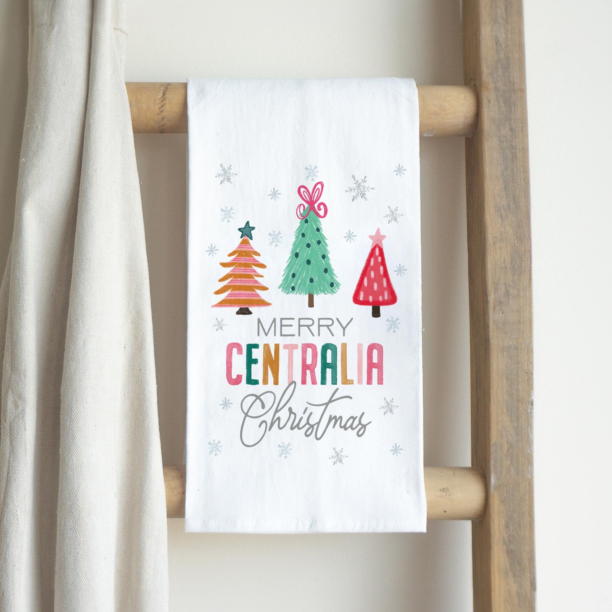Cotton Tea Towel White-Whimsy Wonderland Bright Centralia  -2
