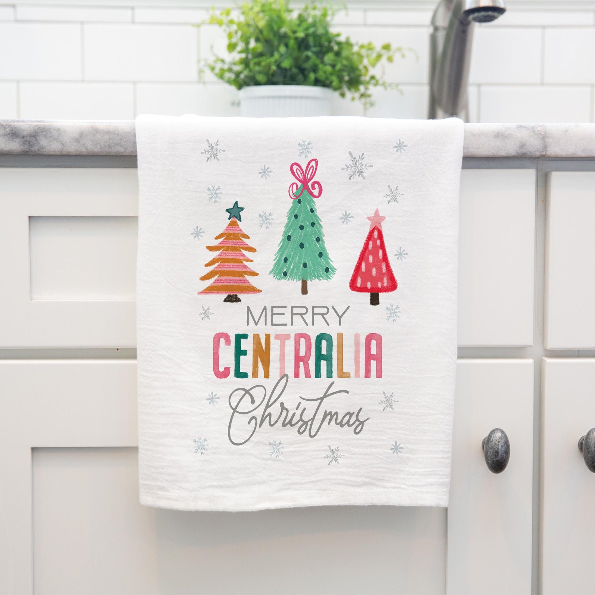 Cotton Tea Towel White-Whimsy Wonderland Bright Centralia  -3