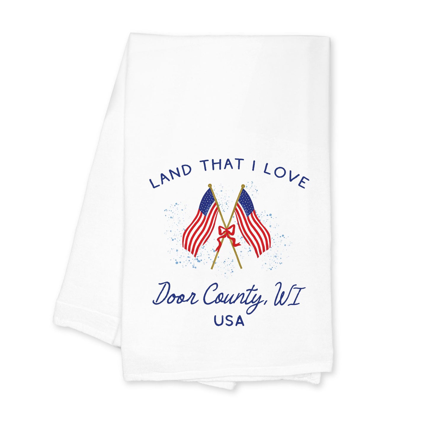 Cotton Tea Towel White-American Summer Door County Wisconsin -0