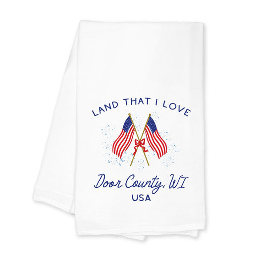 Cotton Tea Towel White-American Summer Door County Wisconsin -0
