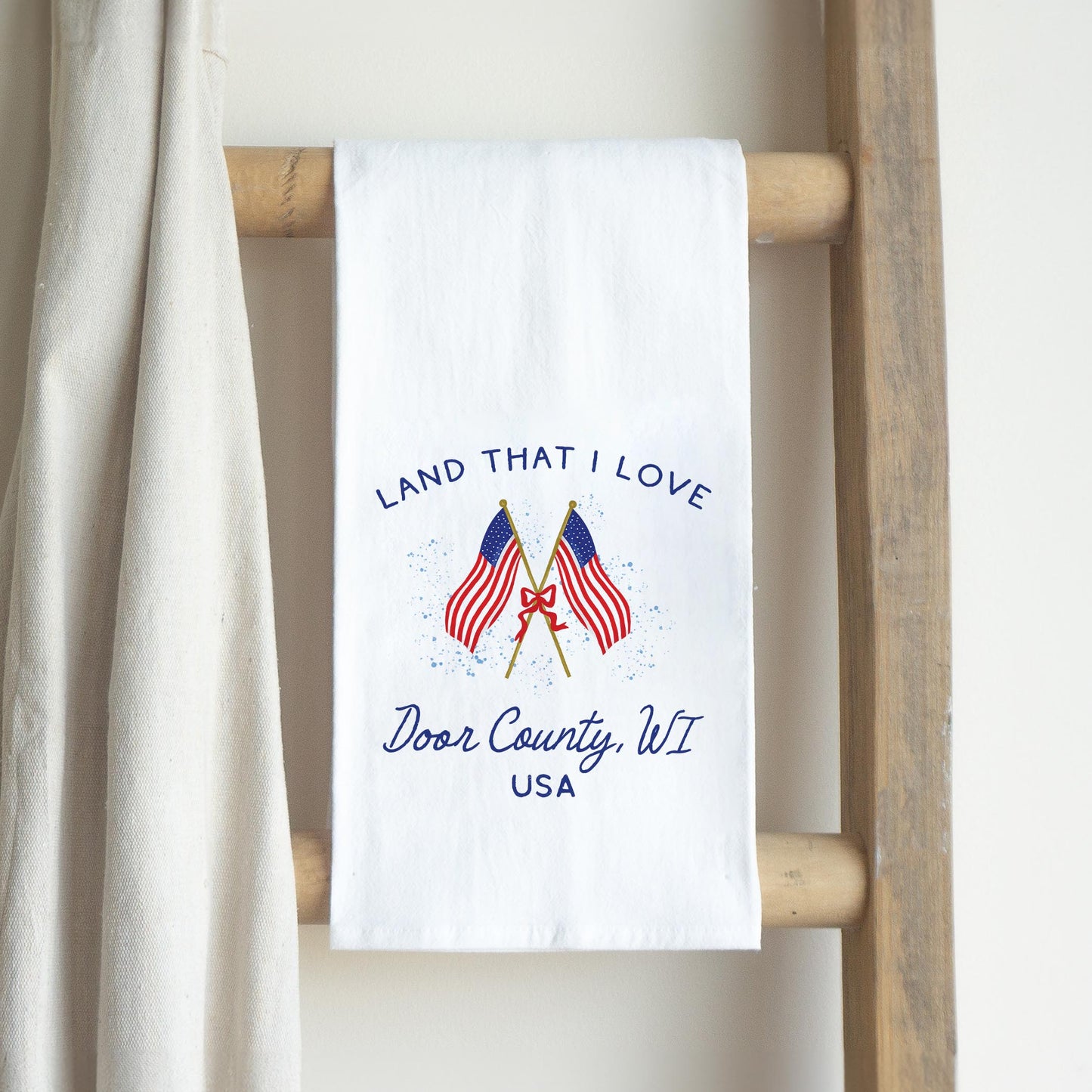 Cotton Tea Towel White-American Summer Door County Wisconsin -2