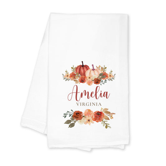Cotton Tea Towel White-Fall & Harvest Amelia Virginia -0