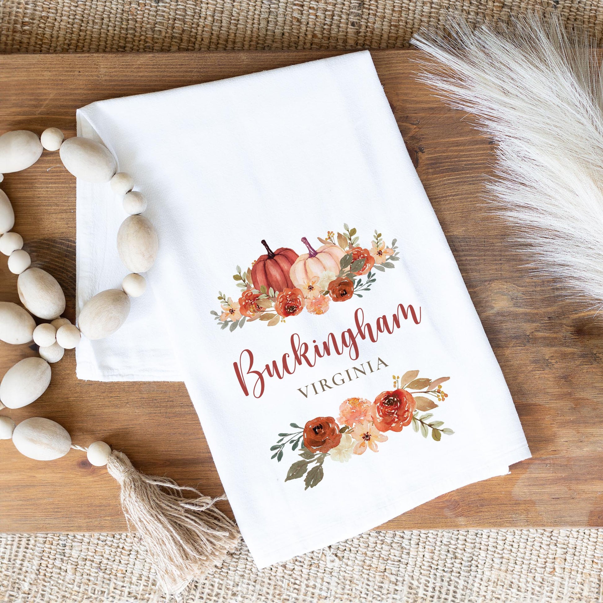 Cotton Tea Towel White-Fall & Harvest Buckingham Virginia -1